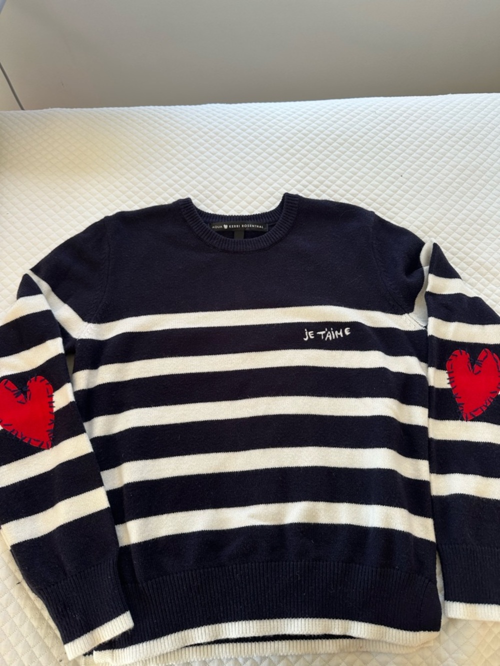 Aqua X Kerry Rosenthal Navy & White Striped Crewneck Sweater